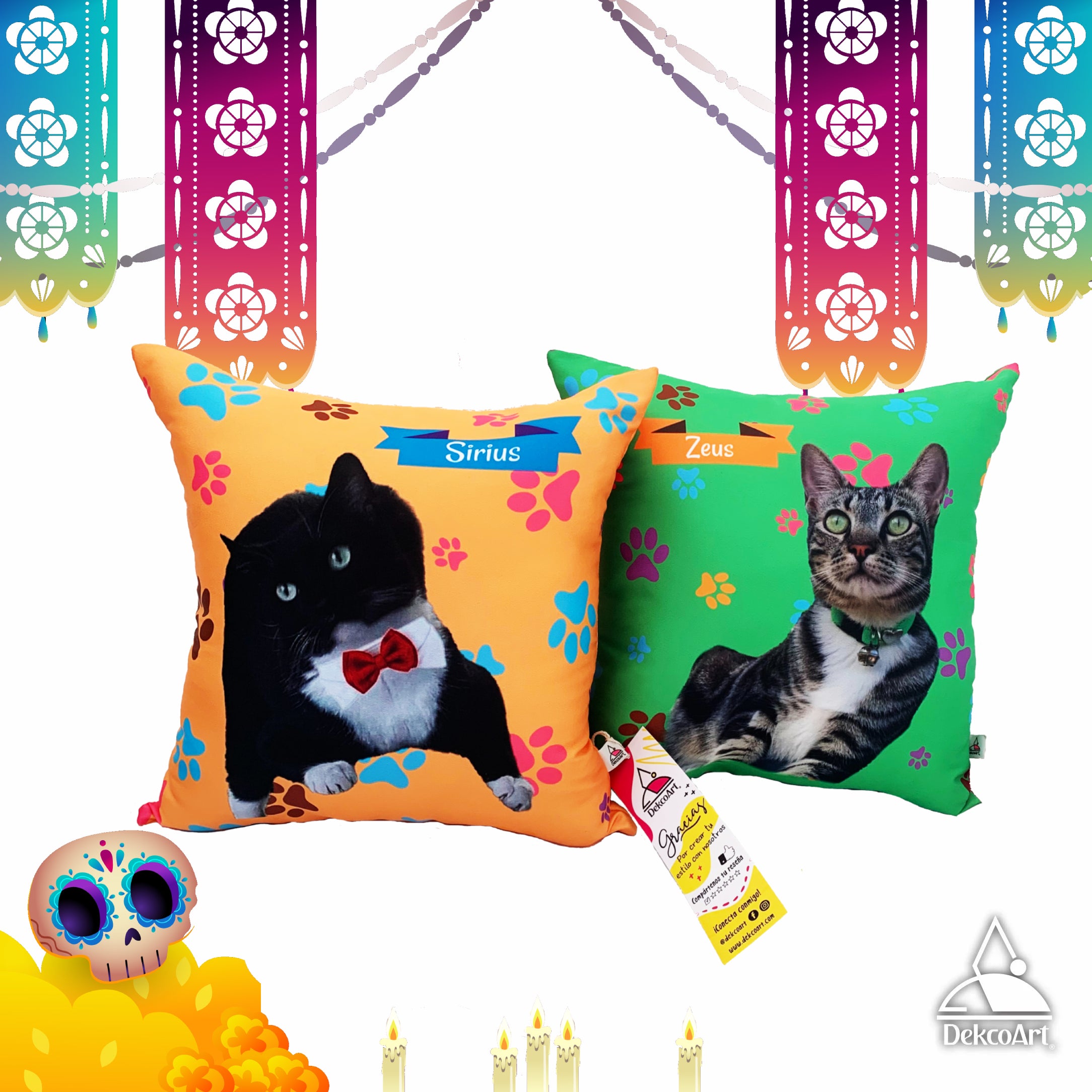 PAR DE COJINES HOMENAJE GATITOS